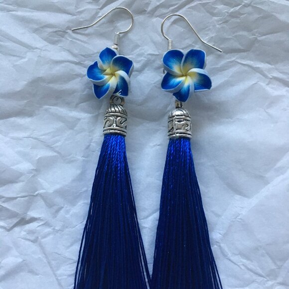 Flower and Tassel Earrings – 6 colors to choose from - Picture 2 of 8